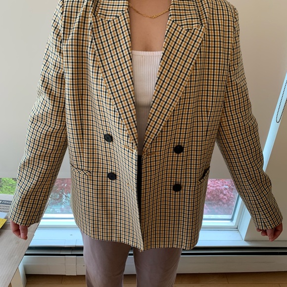 Twik women’s yellow black gingham blazer size Large - Picture 11 of 11